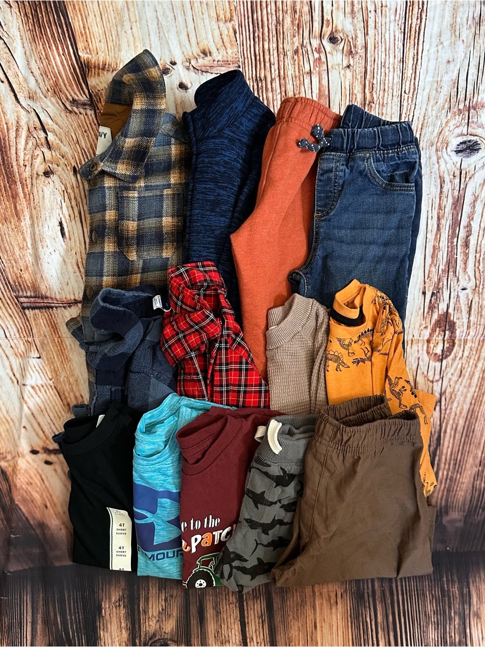Toddler Boy Sz 4T Jackets Pants Tops Old Navy Jumping Beans Carters 13 Pc Bundle